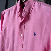 Polo Ralph Lauren Embroidered Pony Linen Shirt M - Threads Uncovered