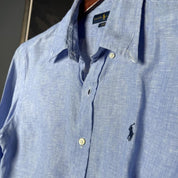 Polo Ralph Lauren Embroidered Pony Linen Shirt M - Threads Uncovered