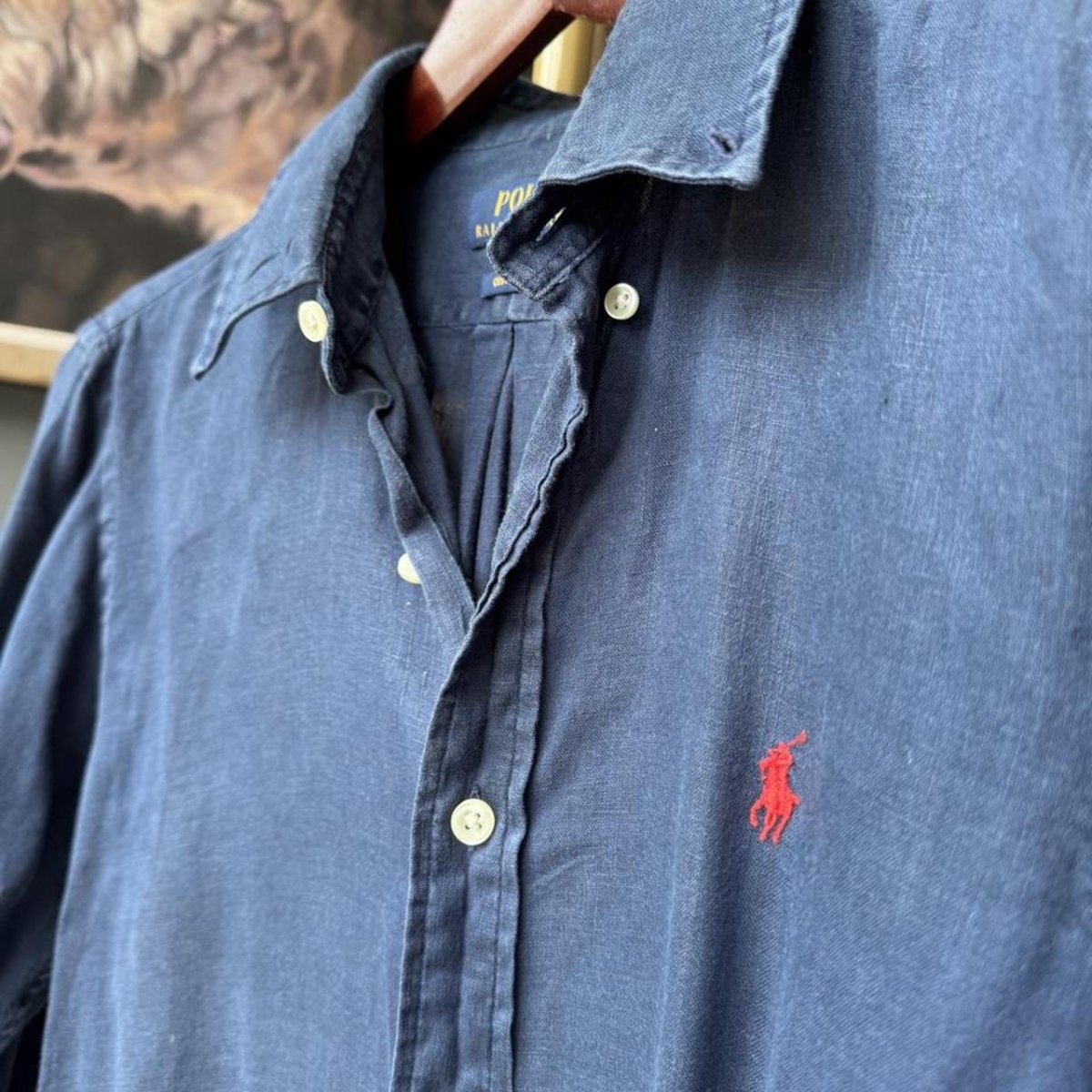 Polo Ralph Lauren Embroidered Pony Linen Shirt S - Threads Uncovered