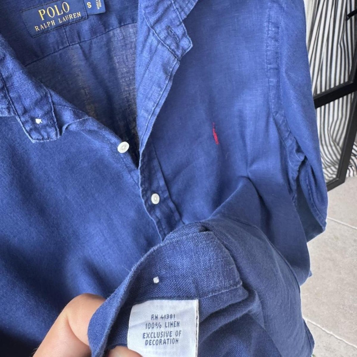 Polo Ralph Lauren Embroidered Pony Linen Shirt S - Threads Uncovered