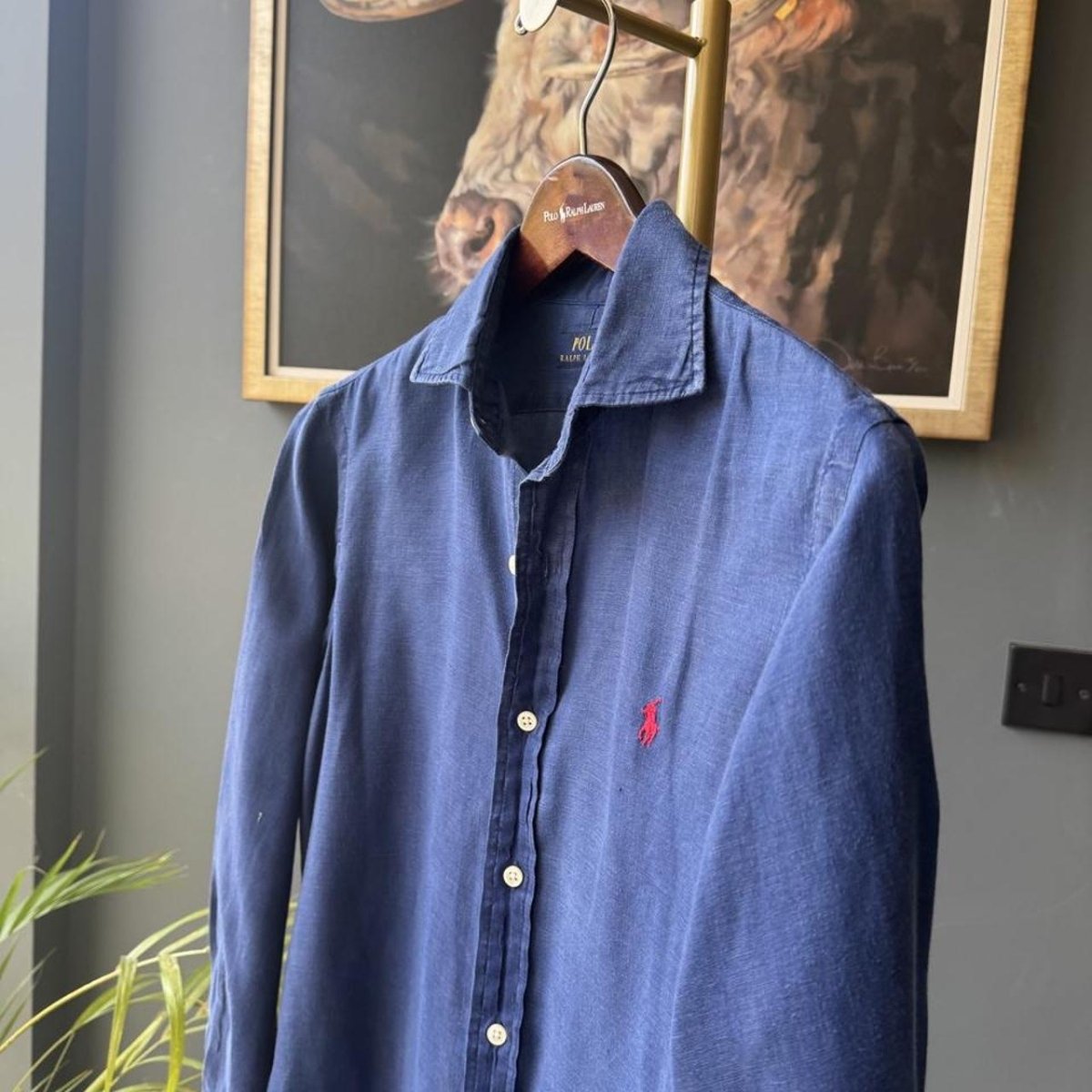 Polo Ralph Lauren Embroidered Pony Linen Shirt S - Threads Uncovered