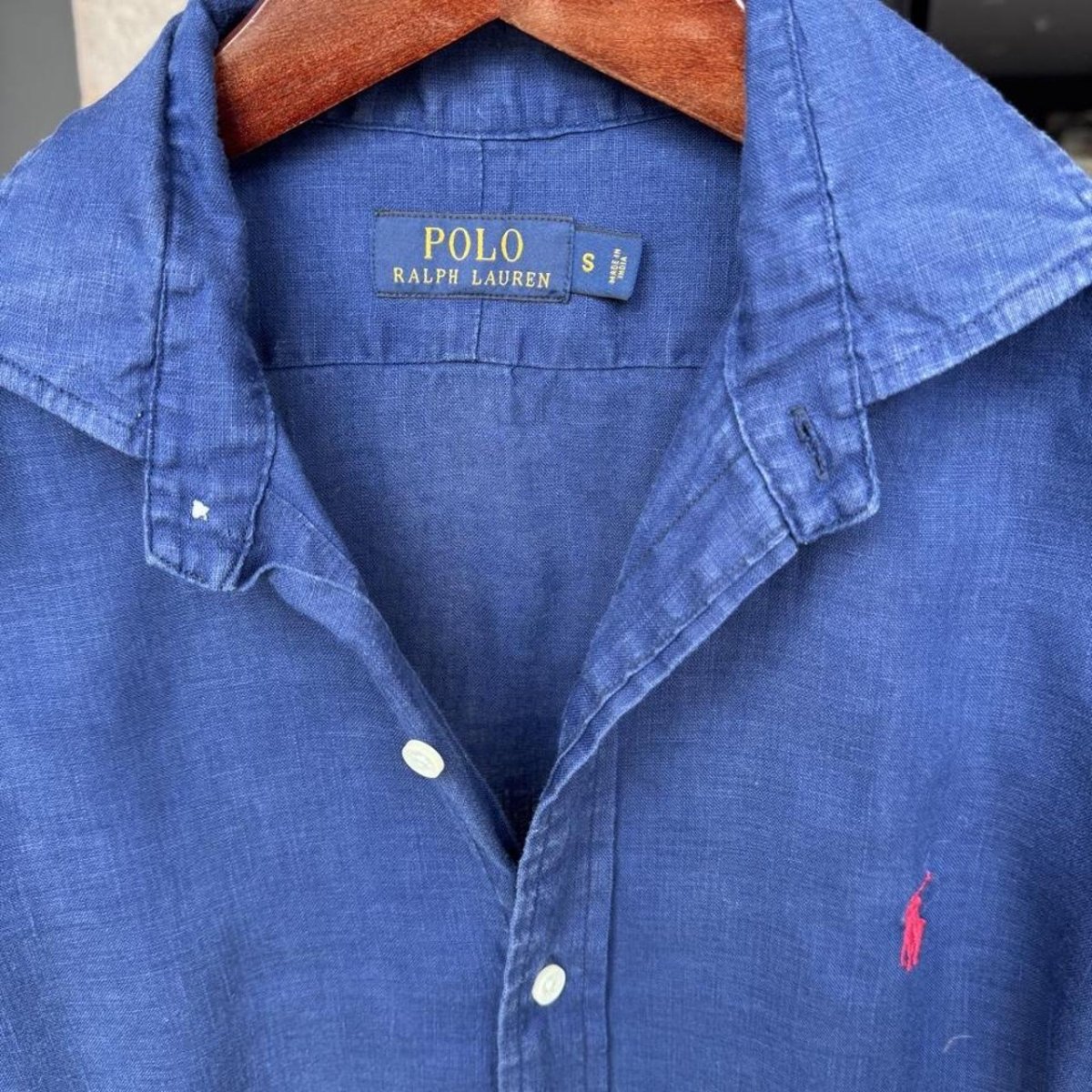 Polo Ralph Lauren Embroidered Pony Linen Shirt S - Threads Uncovered