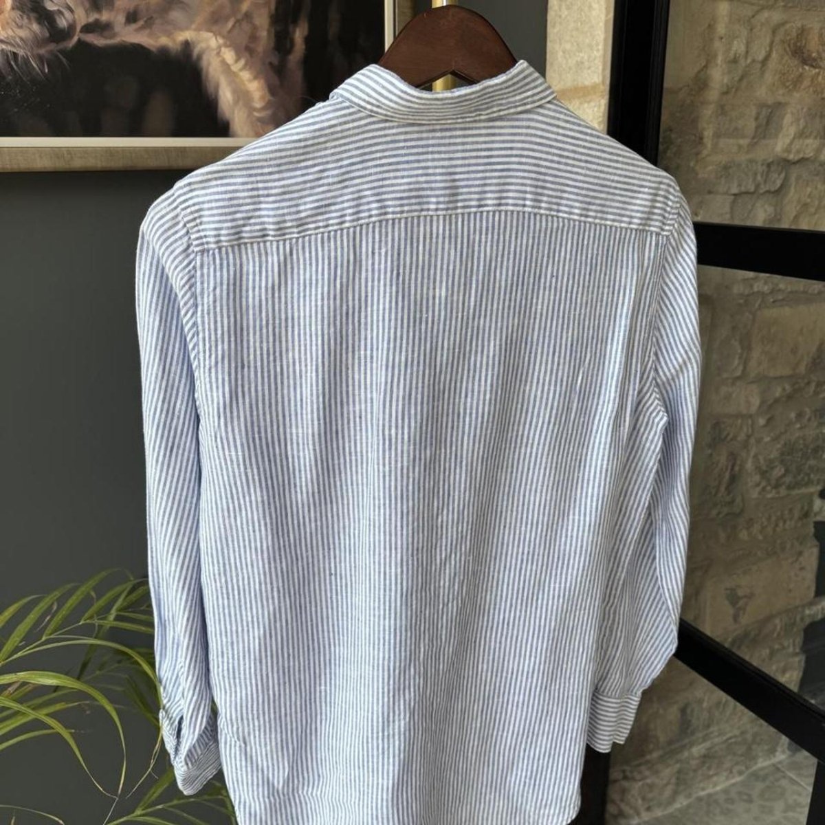 Polo Ralph Lauren Embroidered Pony Linen Striped Shirt M - Threads Uncovered