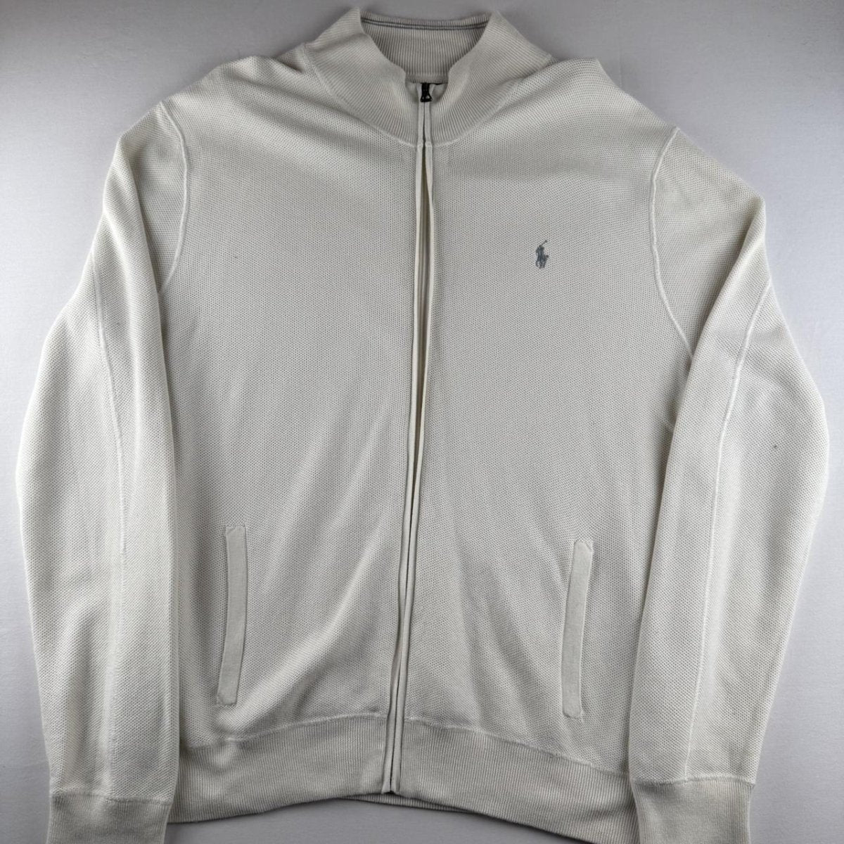 Polo Ralph Lauren Embroidered Pony Pima Cotton Full Zip Jumper XXL - Threads Uncovered