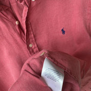 Polo Ralph Lauren Embroidered Pony Pink Linen Shirt M - Threads Uncovered