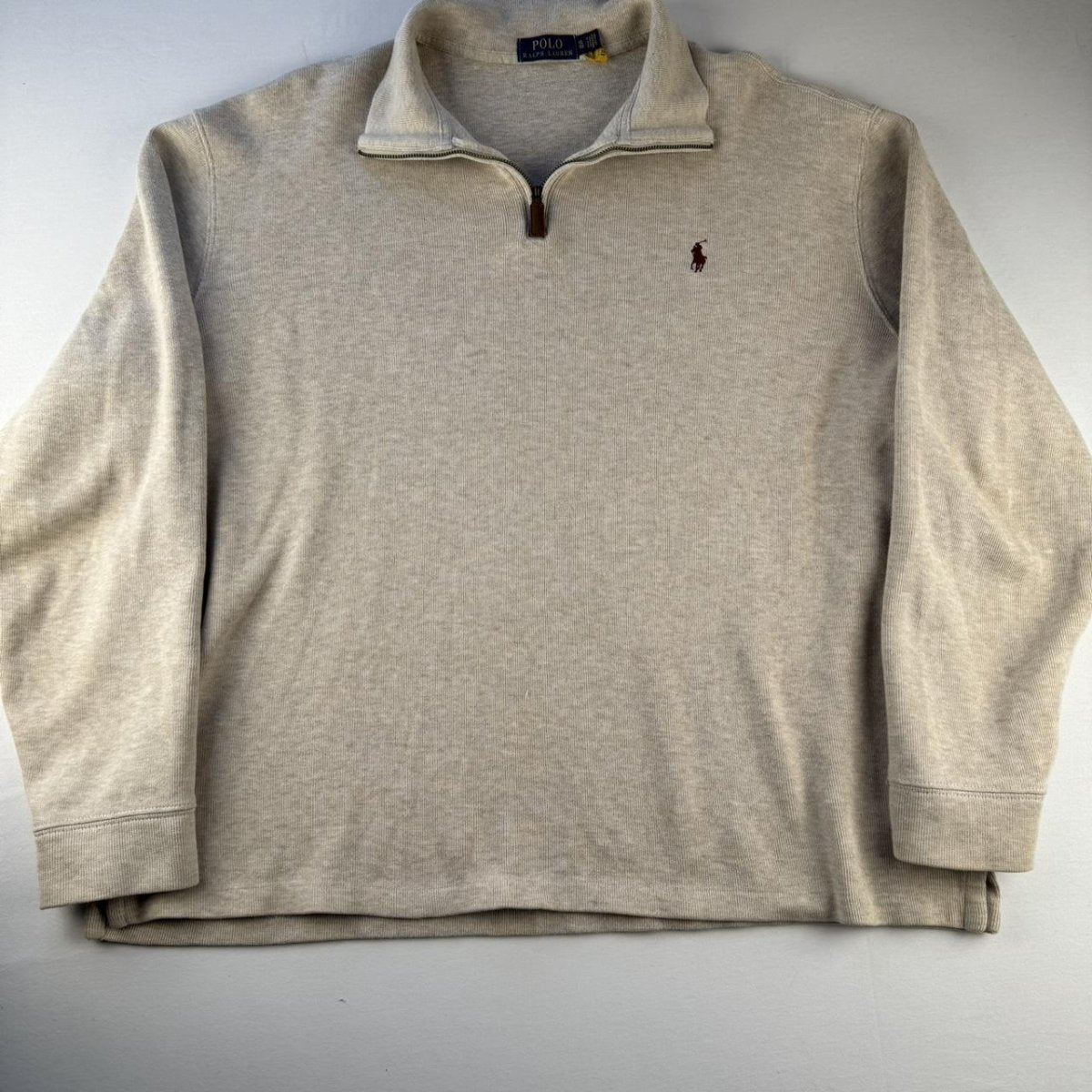 Polo Ralph Lauren Embroidered Pony Quarter Zip Jumper XL - Threads Uncovered