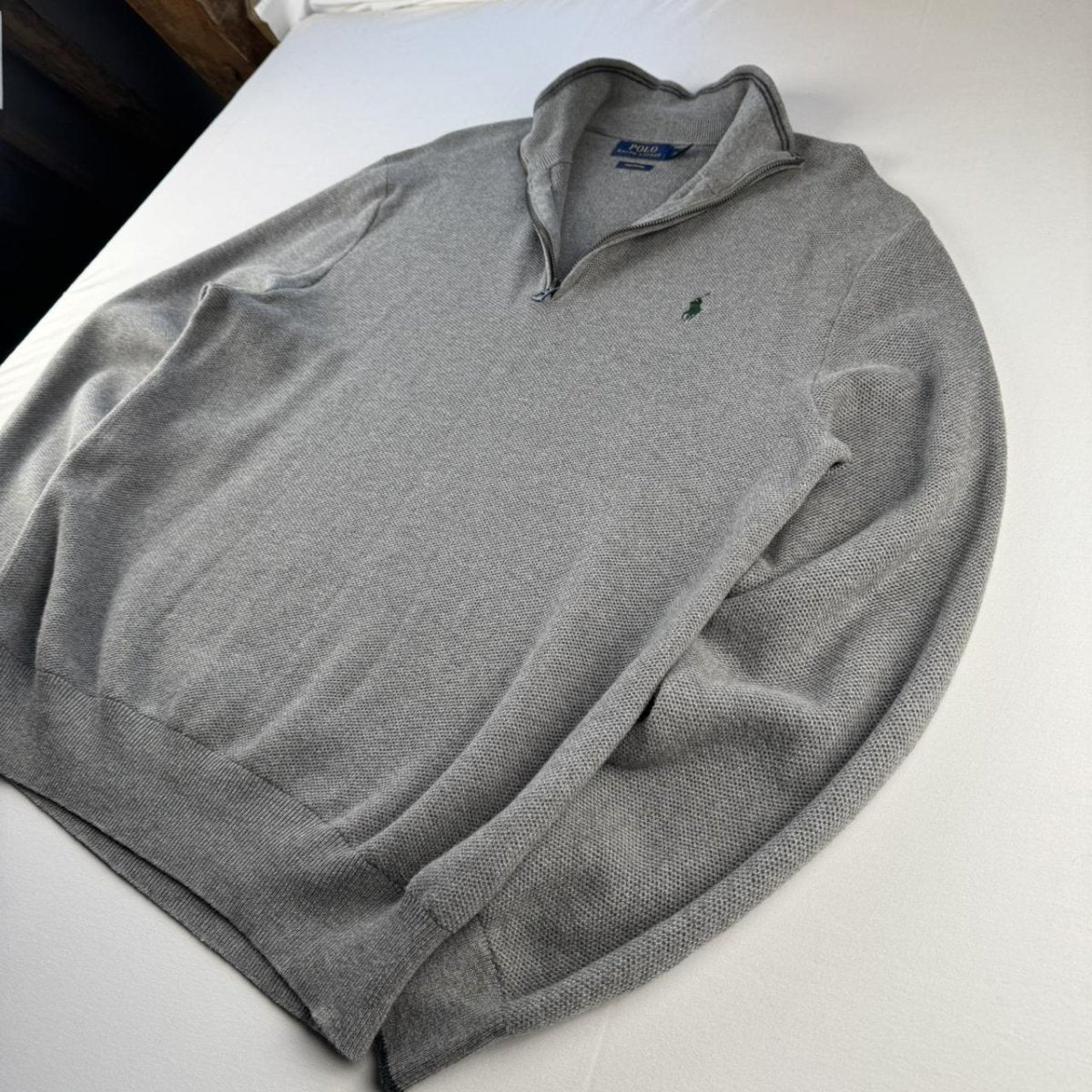 Polo Ralph Lauren Green Embroidered Pony Quarter Zip Jumper XL - Threads Uncovered