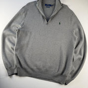 Polo Ralph Lauren Green Embroidered Pony Quarter Zip Jumper XL - Threads Uncovered