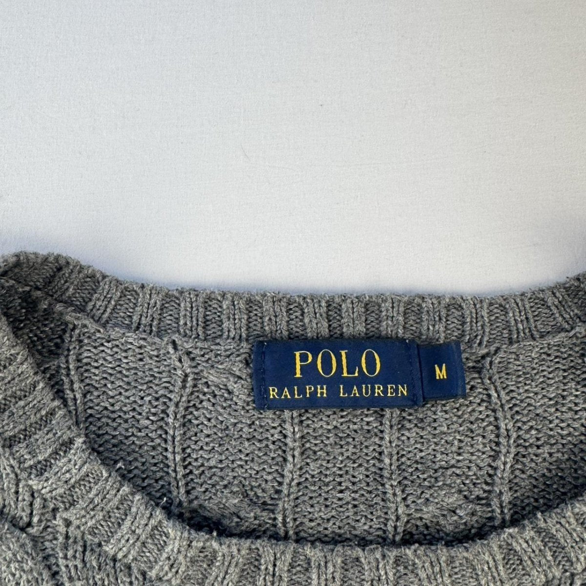 Polo Ralph Lauren Grey Cotton Cableknit Jumper M - Threads Uncovered