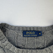 Polo Ralph Lauren Grey Cotton Cableknit Jumper M - Threads Uncovered