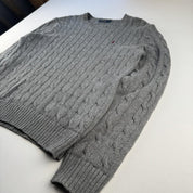 Polo Ralph Lauren Grey Cotton Cableknit Jumper M - Threads Uncovered
