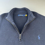 Polo Ralph Lauren Navy Pima Cotton Quarter Zip Jumper XL - Threads Uncovered