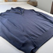 Polo Ralph Lauren Navy Pima Cotton Quarter Zip Jumper XL - Threads Uncovered