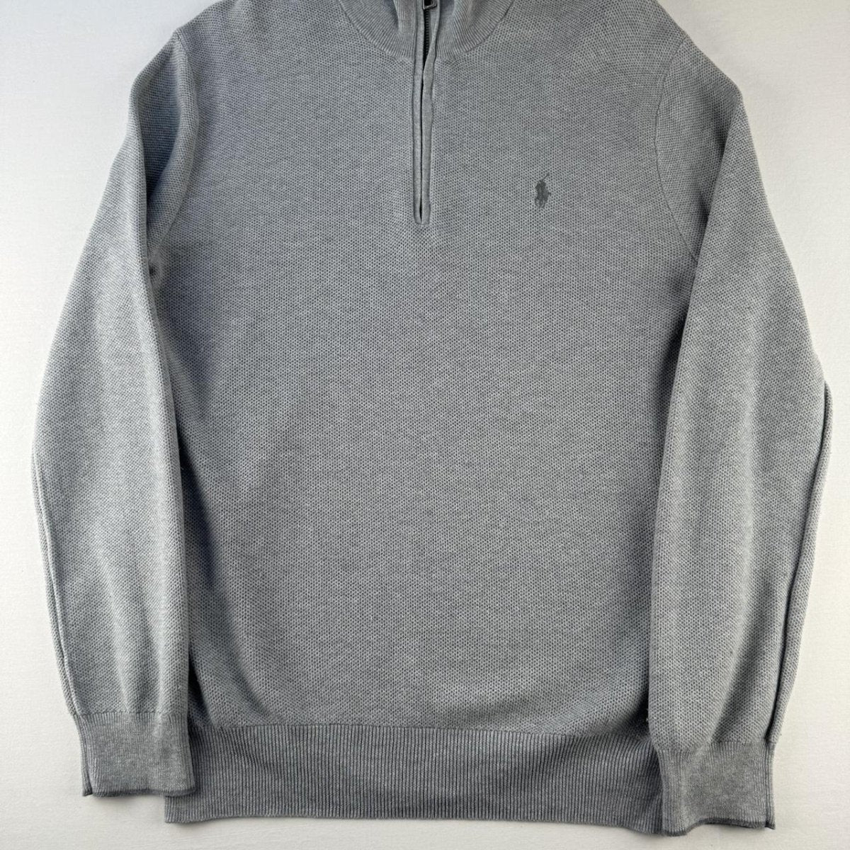 Polo Ralph Lauren Pima Cotton Grey Quarter Zip L - Threads Uncovered