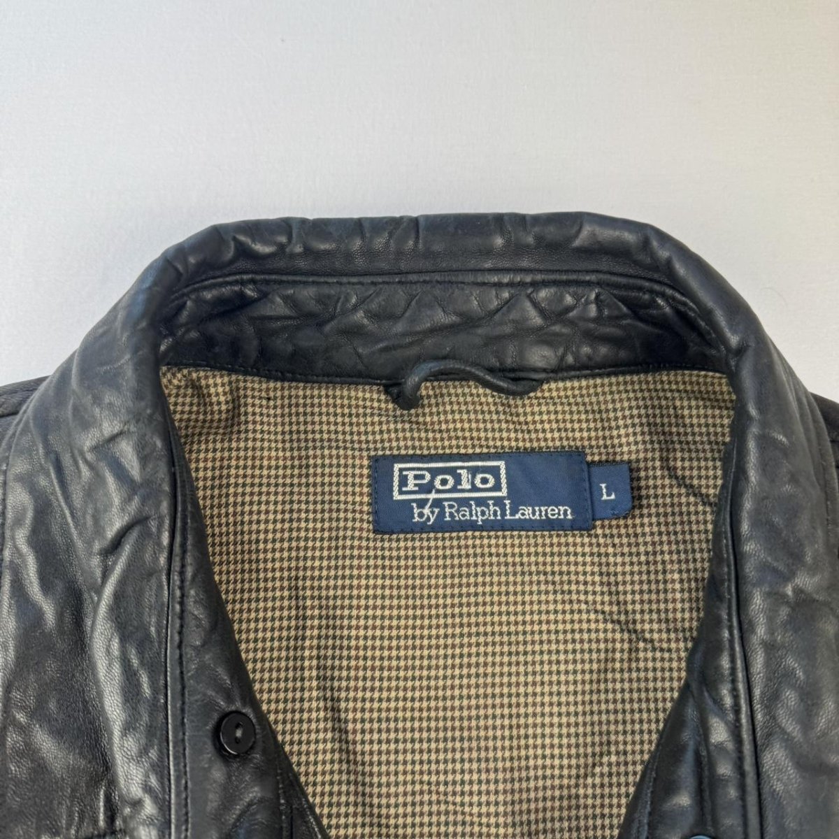 Polo Ralph Lauren Sheepskin Leather Harrington Jacket with Plain Lining L - Threads Uncovered