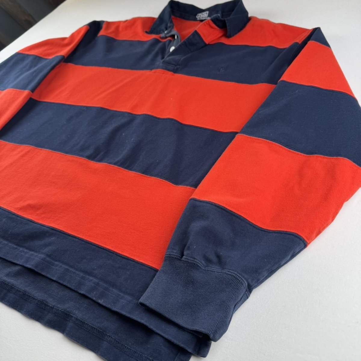 Polo Ralph Lauren Striped Embroidered Pony Rugby Polo Shirt L - Threads Uncovered