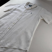 Polo Ralph Lauren White Linen Short Sleeve Shirt L - Threads Uncovered