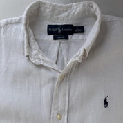 Polo Ralph Lauren White Linen Short Sleeve Shirt L - Threads Uncovered