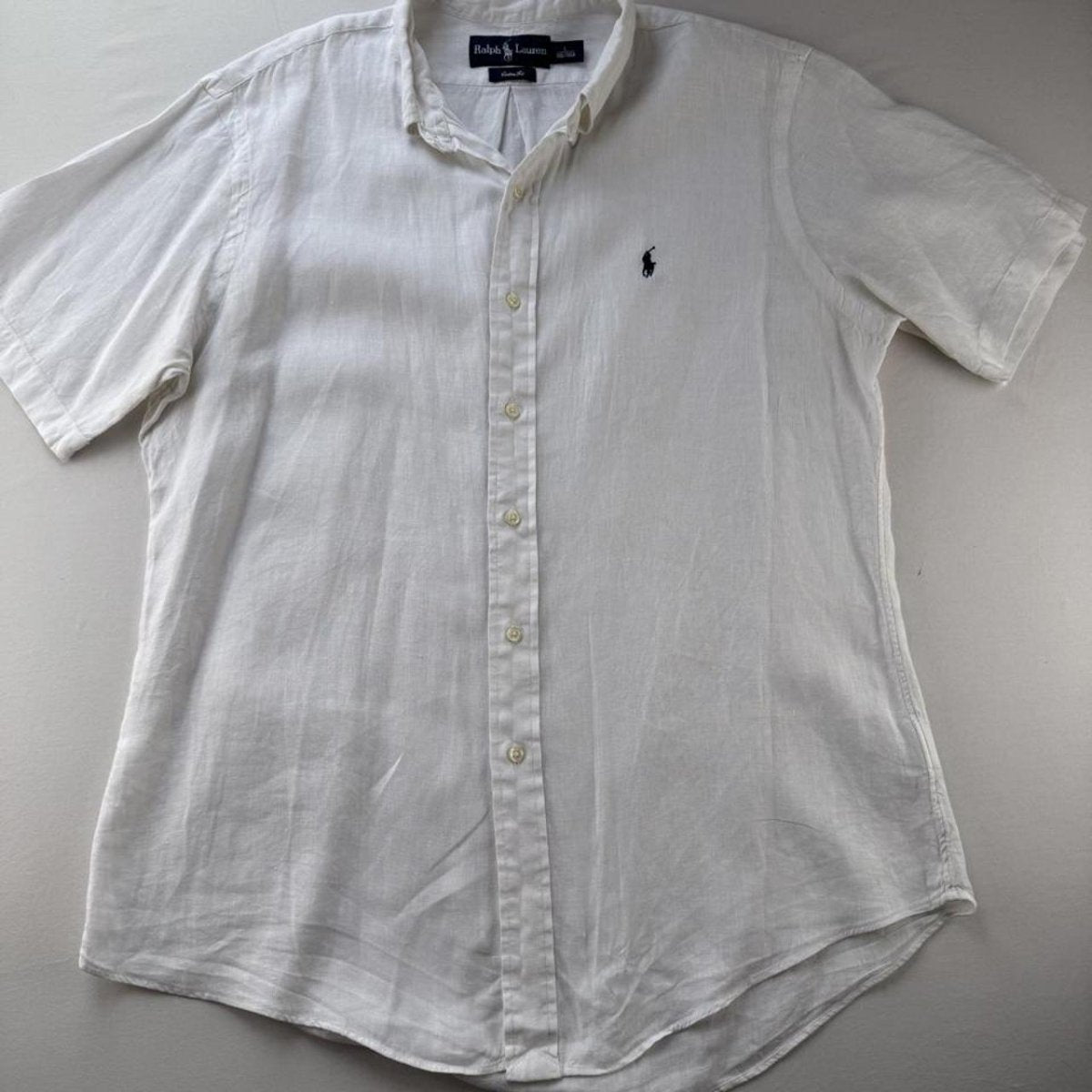 Polo Ralph Lauren White Linen Short Sleeve Shirt L - Threads Uncovered