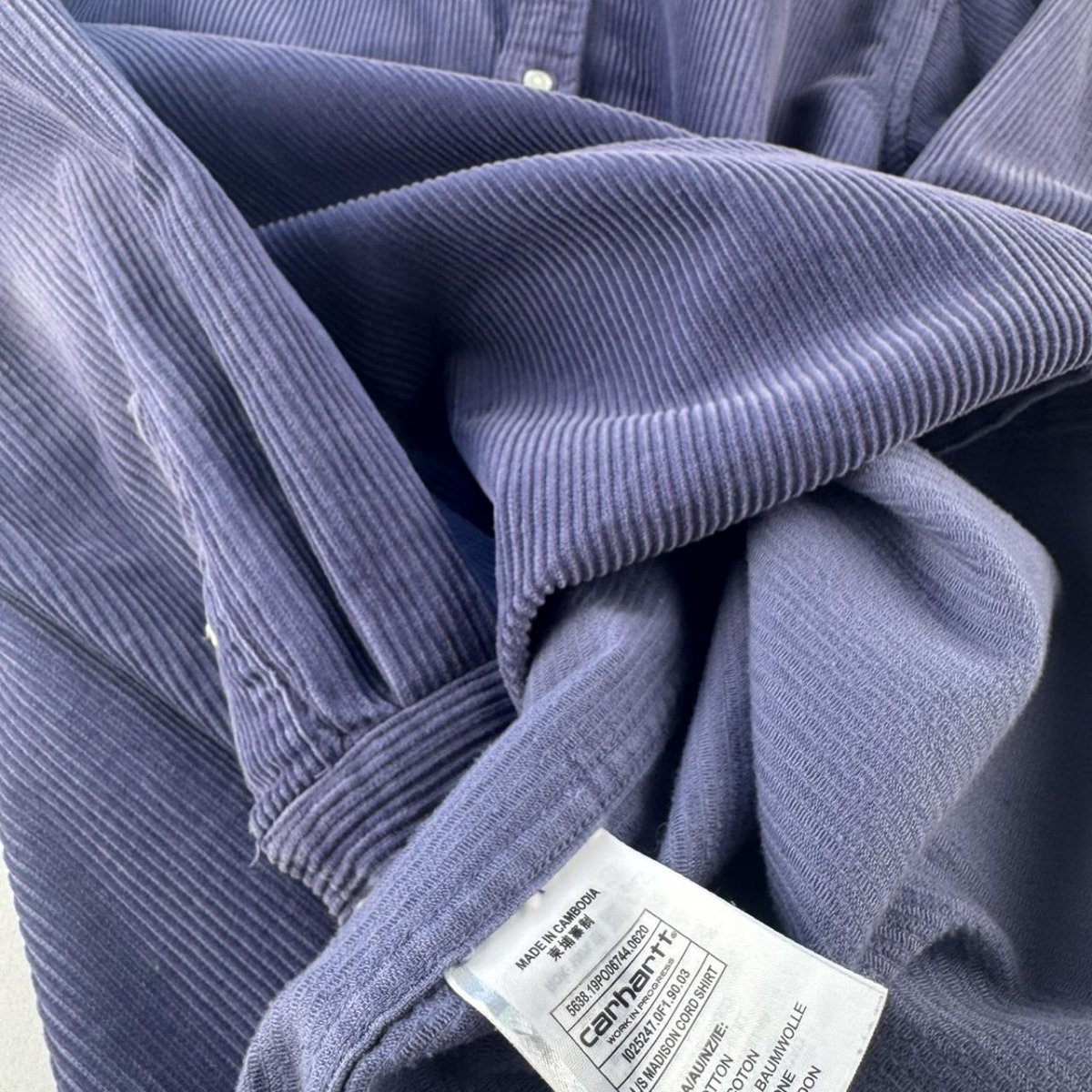 Purple Carhartt WIP Long Sleeve Madison Corduroy Button Down Shirt L - Threads Uncovered