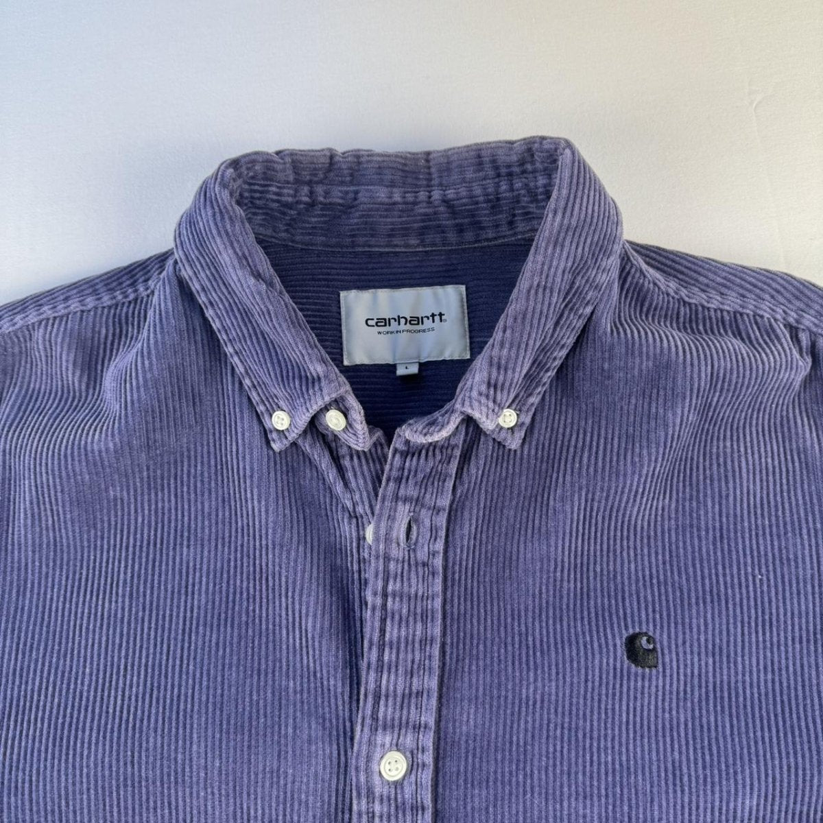 Purple Carhartt WIP Long Sleeve Madison Corduroy Button Down Shirt L - Threads Uncovered