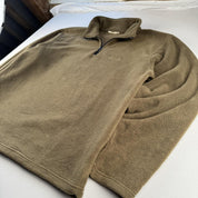 Quiksilver 2000s Embroidered Quarter Zip Khaki Fleece XL - Threads Uncovered