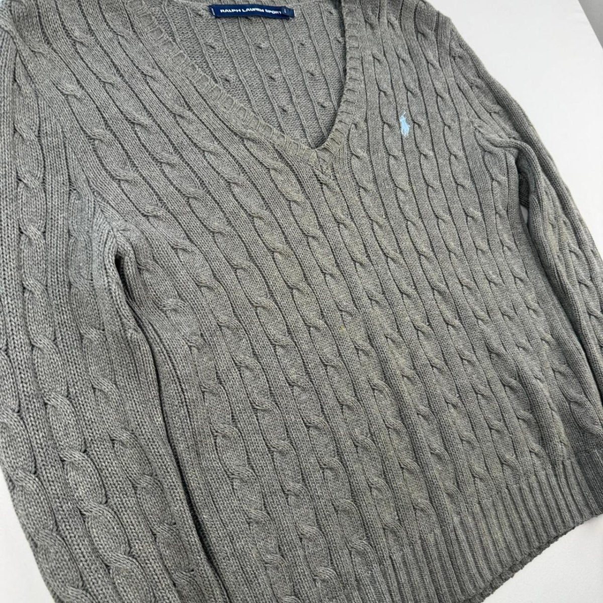 Ralph Lauren Sport Crewneck Knit Sweater in Grey Size L - Threads Uncovered