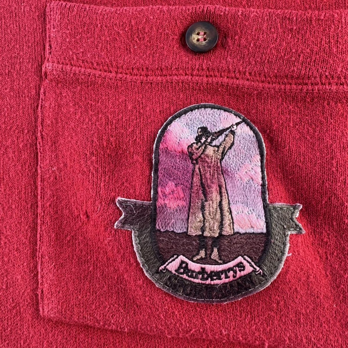 Rare 1990s Burberrys Sportsman Oversized Pocket Logo Sweatshirt S - Threads Uncovered