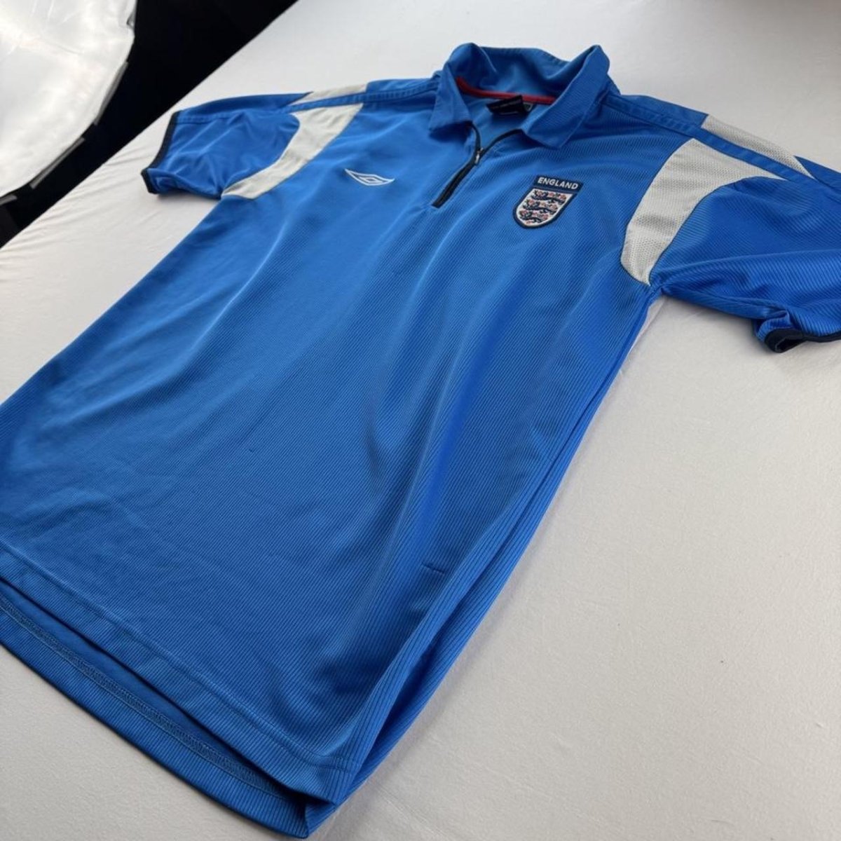 Rare 2004-06 England Umbro 1/4 Quarter Zip Training T Shirt M - Threads Uncovered