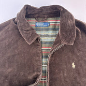 Rare Early 2000s Polo Ralph Lauren Plaid Green Lining Brown Corduroy Harrington Jacket XL - Threads Uncovered