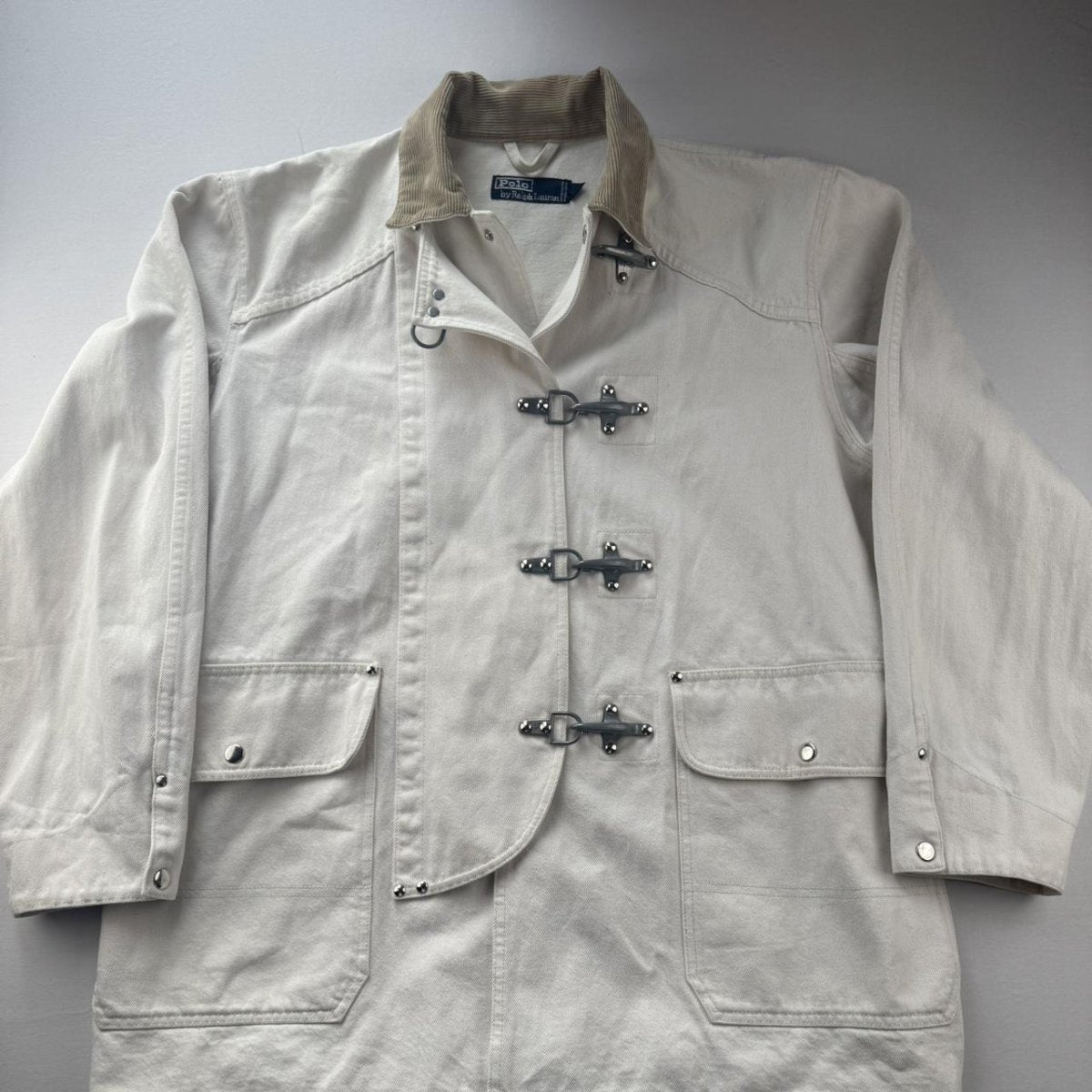 Rare Late 1990s Firemans Clasp Polo Ralph Lauren Chore Jacket with Corduroy Collar M - Threads Uncovered