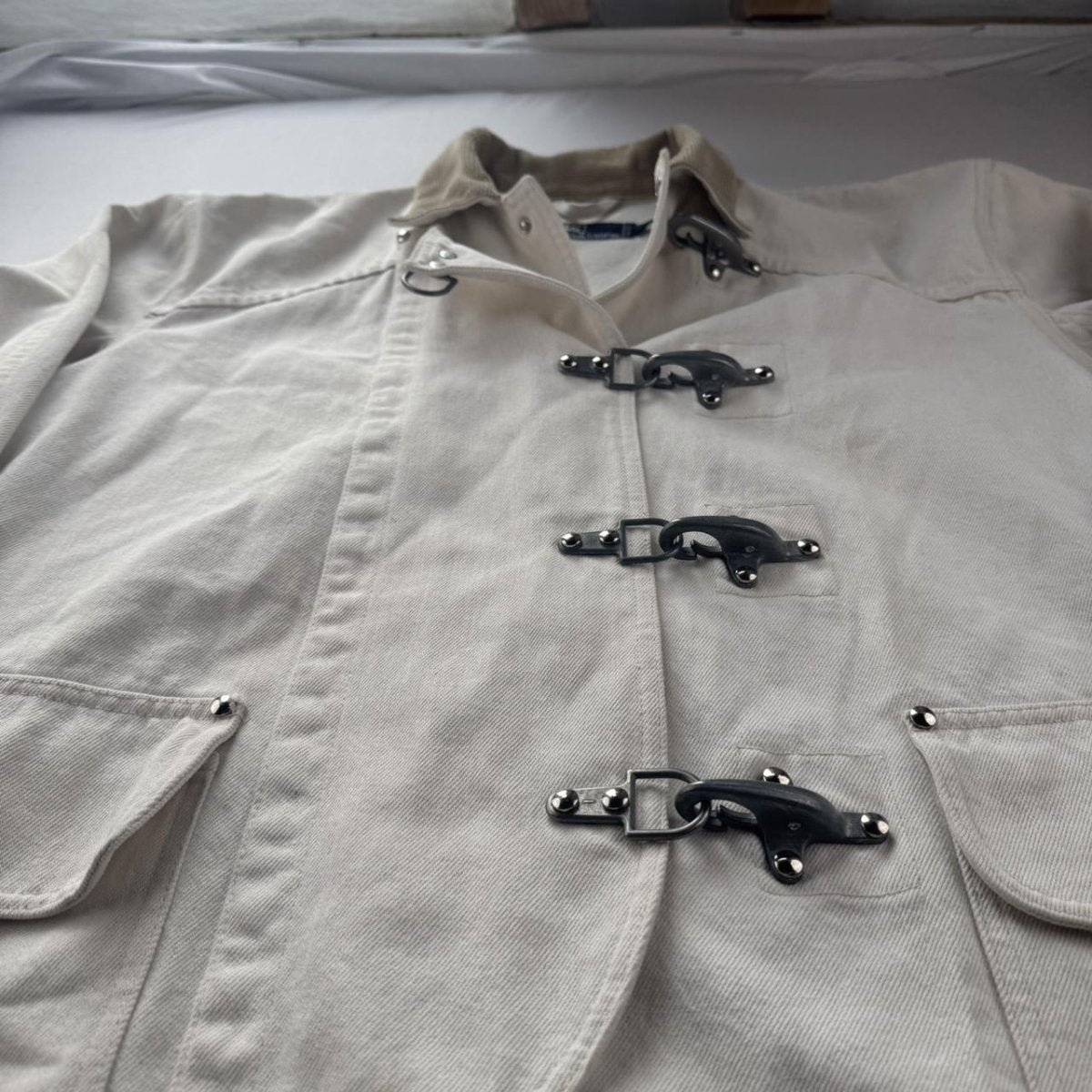 Rare Late 1990s Firemans Clasp Polo Ralph Lauren Chore Jacket with Corduroy Collar M - Threads Uncovered