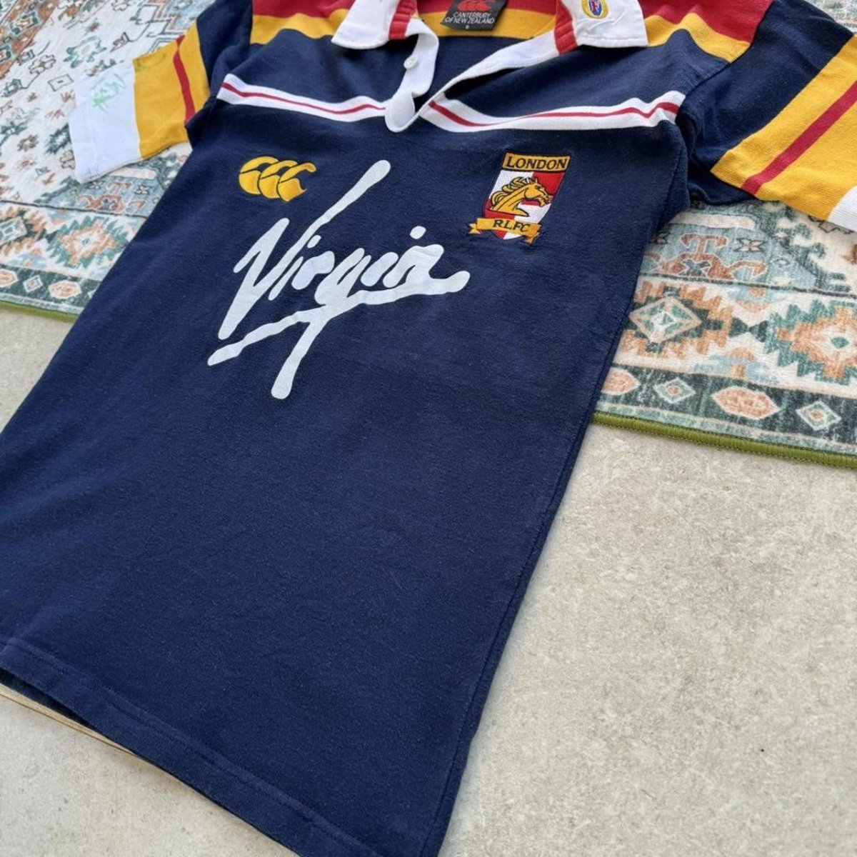 Signed 1999 Canterbury London Broncos Rugby Polo S - Threads Uncovered