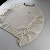 Stunning 2000s Womens Cream & Brown Knitted Jumper 12 - Threads Uncovered