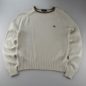 Stunning 2000s Womens Cream & Brown Knitted Jumper 12 - Threads Uncovered