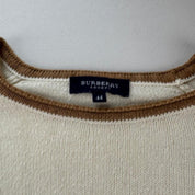 Stunning 2000s Womens Cream & Brown Knitted Jumper 12 - Threads Uncovered