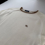 Stunning 2000s Womens Cream & Brown Knitted Jumper 12 - Threads Uncovered