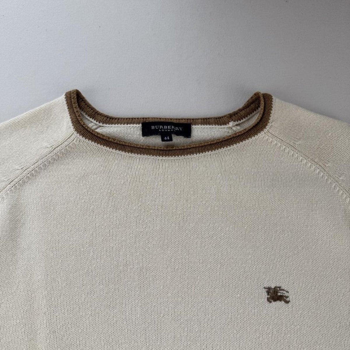 Stunning 2000s Womens Cream & Brown Knitted Jumper 12 - Threads Uncovered