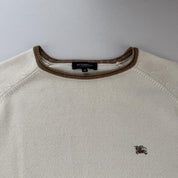 Stunning 2000s Womens Cream & Brown Knitted Jumper 12 - Threads Uncovered