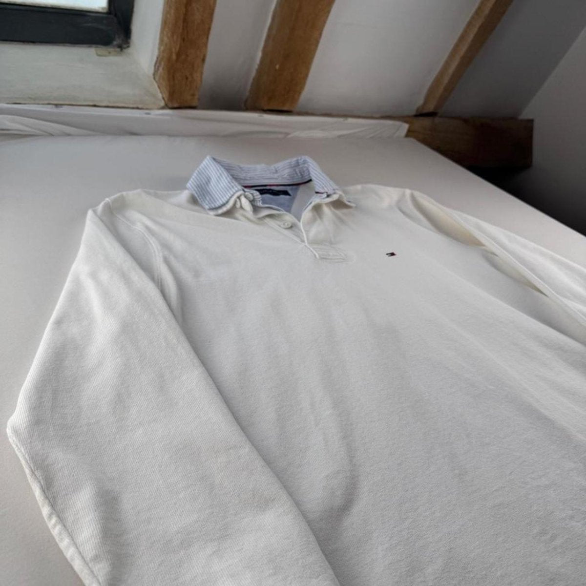 Thick Tommy Hilfiger Embroidered Logo Rugby Polo Shirt M - Threads Uncovered