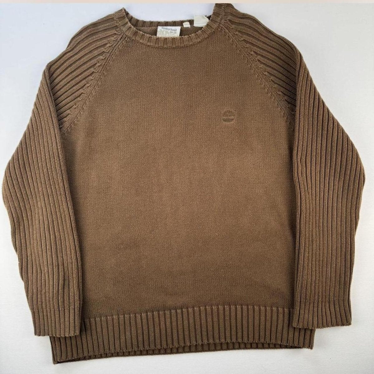Timberland Embroidered Logo Knitted Crewneck Brown M - Threads Uncovered
