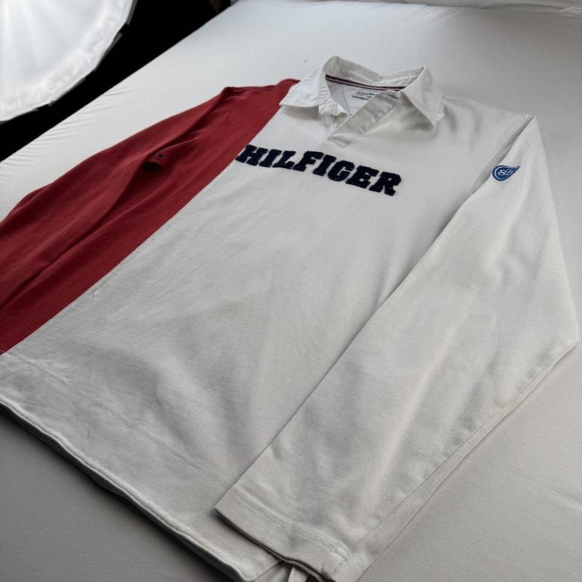 Tommy Hilfiger Embroidered Spellout Rugby Polo L - Threads Uncovered