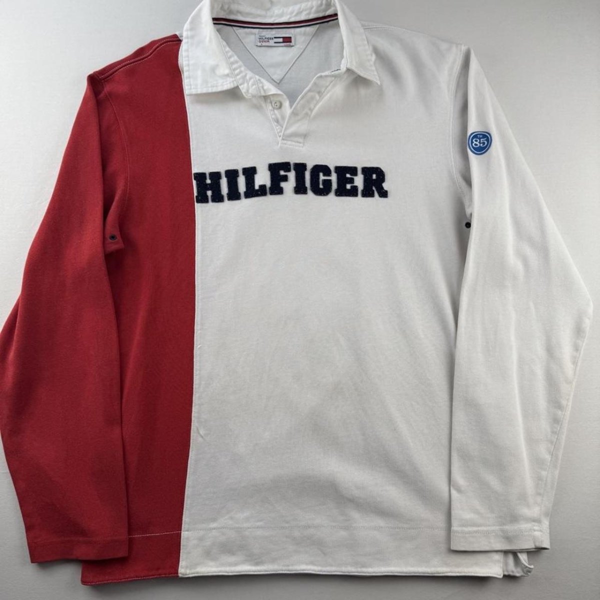 Tommy Hilfiger Embroidered Spellout Rugby Polo L - Threads Uncovered