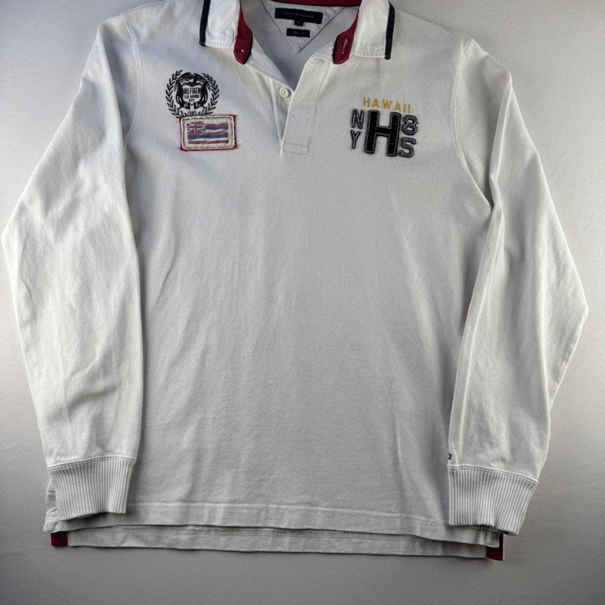 Tommy Hilfiger Embroidered Spellout Rugby Polo XL - Threads Uncovered