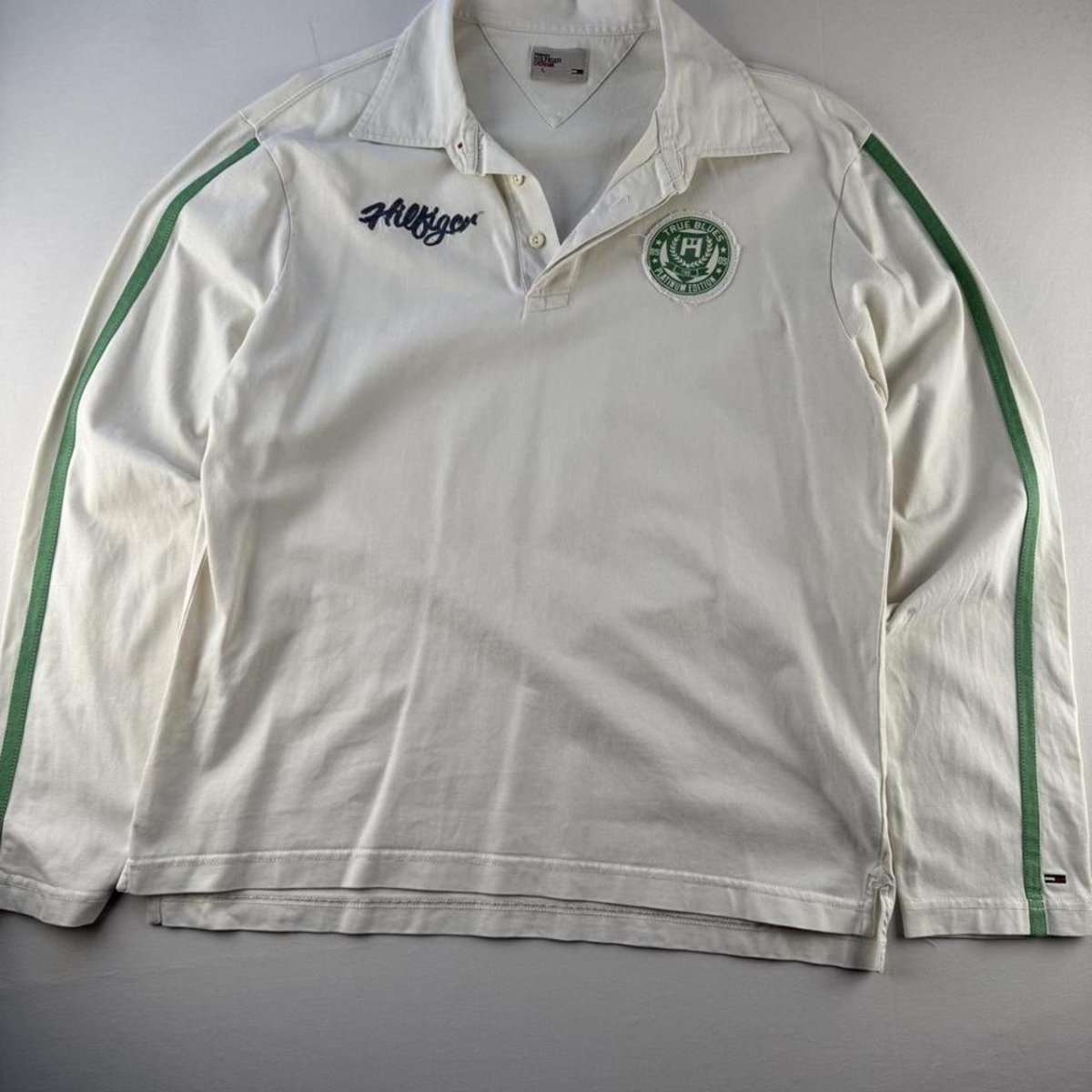 Tommy Hilfiger Embroidered Thick Rugby Polo Shirt L - Threads Uncovered