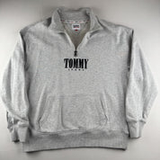 Tommy Jeans Embroidered Centre Spellout Half Zip Jumper L - Threads Uncovered