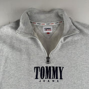 Tommy Jeans Embroidered Centre Spellout Half Zip Jumper L - Threads Uncovered