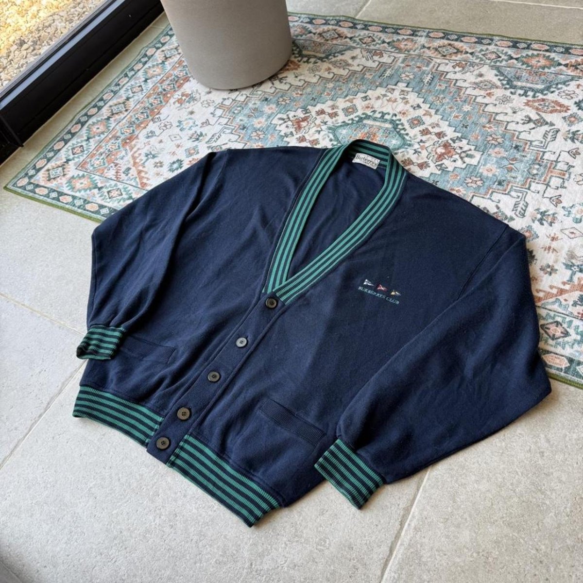 Vintage 1980s Burberrys Nautic Club Embroidered Cardigan Large - Threads Uncovered