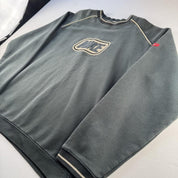 Vintage 2000s Nike Embroidered Dark Green and Cream Nike Sweatshirt L - Threads Uncovered