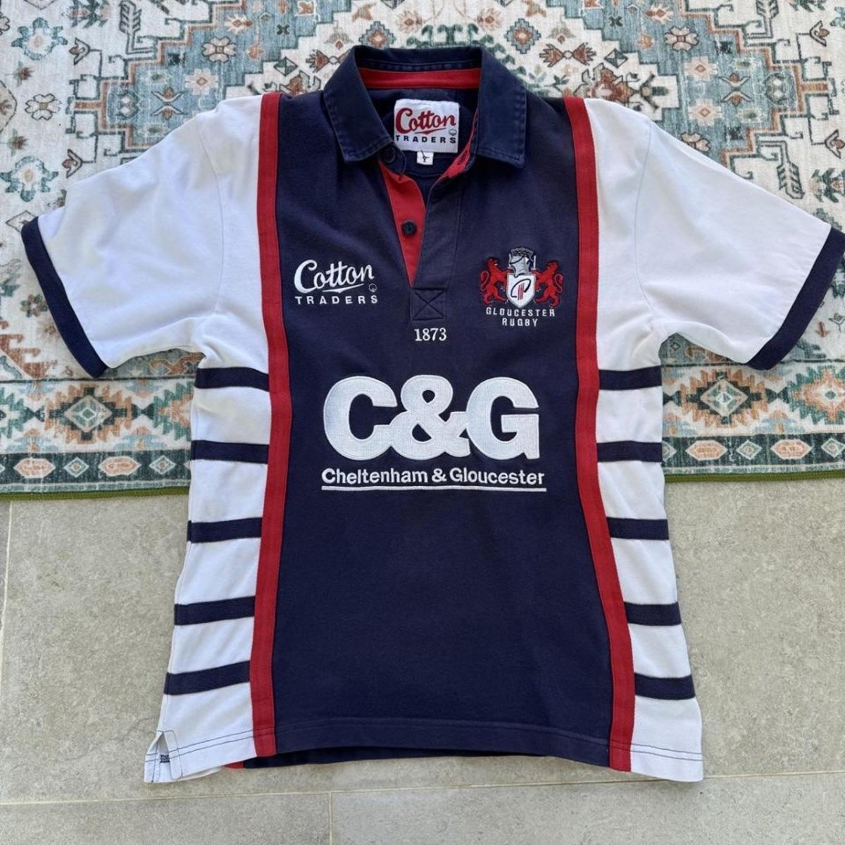 Vintage Cotton Traders Gloucester Rugby Polo Shirt Youth - Threads Uncovered